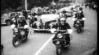 Crowds of French colonials cheer Governor General of Algeria,Jacques Soustelle,  ...HD Stock Footage