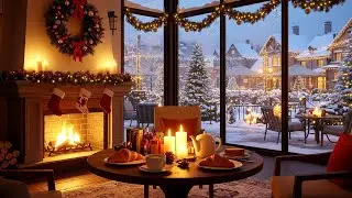Winter Jazz Coffee Shop ☕ No Ads | Soft Jazz Piano & Fireplace Sounds for Cozy Winter Relaxation ❄️