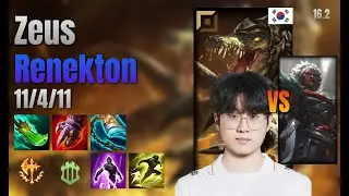 Zeus Top Renekton vs Ambessa lol KR solo rank Full Game 16.2 | 제우스 레넥톤 vs 암베사