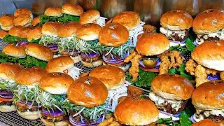 Street Food in Korea! handmade burger(perfectly crispy fries) - Korean street food / 연남 햄버거맛집 팔도강산