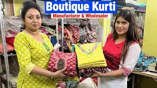 Boutique kurti Manufacturer Kolkata : Cotton kalamkari & Dabu Mix match Kurti/ A Line Dress Garia