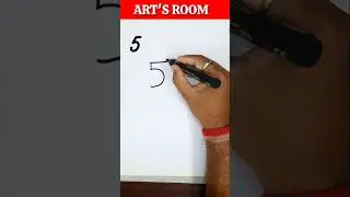 How To Draw A Lion With Number 5 #shorts #youtubeshorts #artsroom