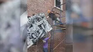 Visual Artist Working from Home on Rapid Response Mural Art Project during the Covid-19 Pandemic