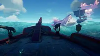 Meg attacks a skeleton sloop.