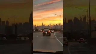 Manhattan Skyline Golden Hours! ✨🚖🌇🗽🧡#nycwalkingtour #newyork #nyc #manhattanskyline #sunset