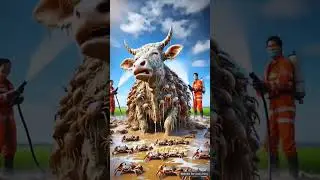 Cow covered in millions of crabs &mdash; emotional rescue caught on AI cam! #AI #Trending #Rescue #Cow