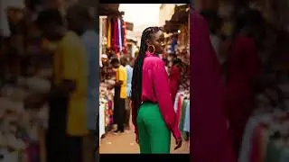 practicing Runway walk in Lagos market