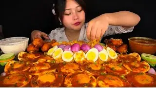 SPICY EGG FRY CURRY, CHICKEN BIRIYANI 🌶️, BOILED EGG EXTRA GRAVY EATING SHOW 
