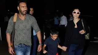Ajay Devgn Spotted With His Wife Kajol & Kids At Mumbai Airport