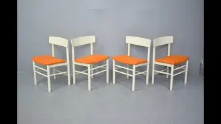 Set of 4 white painted chairs by Farstrup