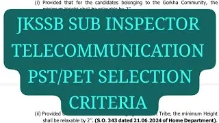 PST/PET Sub inspector (telecommunication)Jkssb Selection criteria  update check @JkJobsUpdate-v7t 
