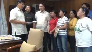 Roilo Golez, with Sitio Philip officers & DENR Sec. Ramon Paje, 11 September 2012