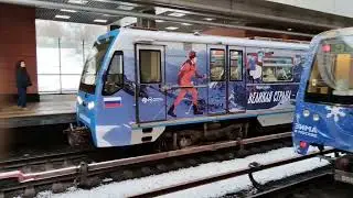 Тематический поезд 81-740/741.4 &laquo;Русич&raquo; на станции Кунцевская АПЛ