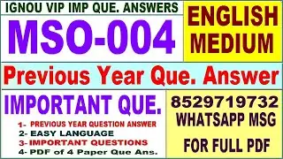MSO 004 Previous Year Question Paper in English | mso 004 important questions with answer