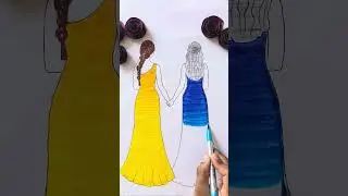 Best Friends Forever Drawing Glitter Dress Art @10-secondart 