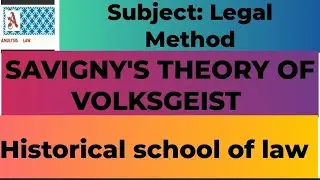 Savigny's theory of Volksgeist with criticism| Historical school of Jurisprudence | #ggsipu 