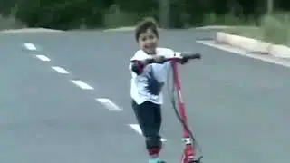 Kid falls off a scooter and a man does the splits meme HD REMAKE