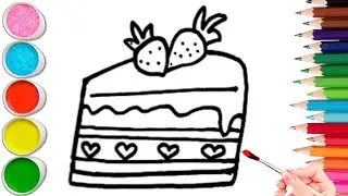 How To Draw cute Cake Piece  Drawing, Painting & Coloring For Kids and Toddlers_ Child Art 🐋🌈🎨