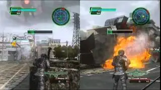 Earth Defense Force 2025 Mother ship using its Ultimate Weapon Genocide Gun