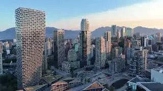 False Creek aerial fly over, Vancouver Canada, Golden hour