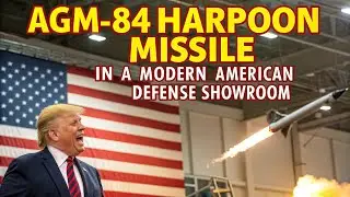 AGM-84 Harpoon Missile in a Modern American Defense Showroom