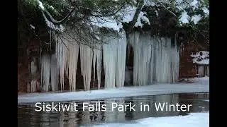 Siskiwit Falls Park in Winter near Cornucopia Wisconsin