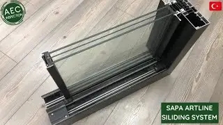 HYDRO ALUMINIUM SAPA ARTLINE SERIE SLIM ALUMINIUM FRAME INSTALLATION FOR BIG SIZE SLIDING DOOR GLASS