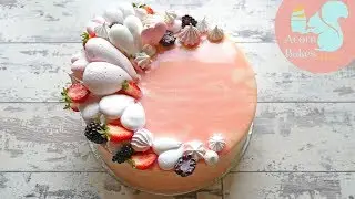 ARIANA GRANDE MOONLIGHT INSPIRED CAKE | Pink Mirror Glaze Cake Tutorial | Acorn Bakes