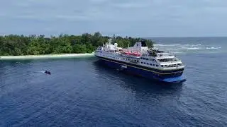 mv Heritage Adventurer Njave island #travel #dronevideo #beachdrone #adventure 