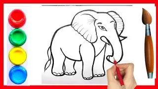 Elephant drawing for kids । Hathi ka chitra । Elephant drawing step by step । Kids painting 