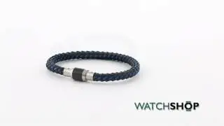 Unique Jewellery Men's Stainless Steel Leather Bracelet (B241BLUE/19CM)