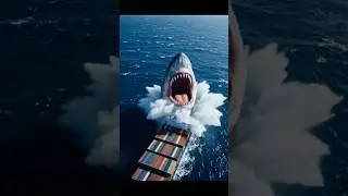 Большая акула потопила корабль #ии #нейросеть #aivideo #veo3 #aifunny #иимемы #иитреш #иивидео