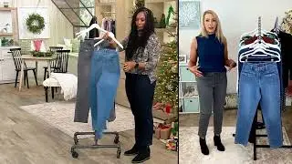 Susan Graver Straight Leg Jean with Patch Pockets on QVC