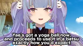 Yae's got a yoga ball now, and proceeds to use it in a batsu exactly how you'd expect