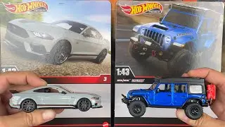 HOT WHEELS PREMIUM 1:43 serie 3 & 4 Ford Mustang Match1 & Jeep Wrangler Rubicon