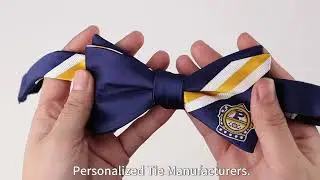 Fashionable Club Logo Woven Jacuqard Pre Make Durable Microfiber Bowties for Business Formal