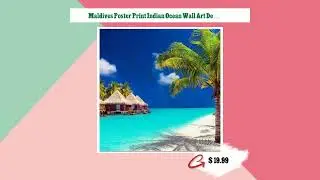 Maldives Poster Print Indian Ocean Wall Art Decor | Beach Photo Tropical Decoration | Traveler Ba...