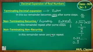 Decimal Expansion of Real Numbers Class - 9th CBSE NCERT