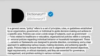 Policy Meaning in English