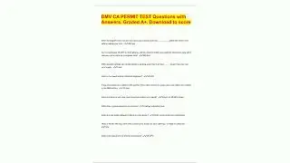 DMV CA PERMIT TEST Questions with Answers Graded A Download to score95