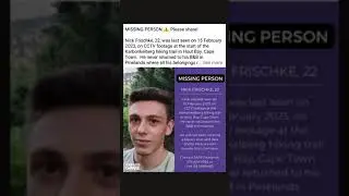 Nick Frischke (22) GERMAN TOURIST MISSING FROM CAPE TOWN