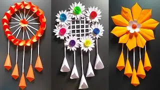 3 Beautiful Flower Wall Hanging / Paper Craft For Home Decoration/Easy flowers making with paper DIY