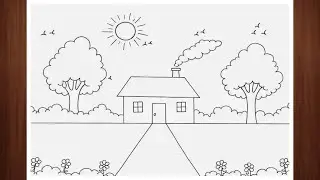 Easy House Drawing for Beginners | Beautiful House Scenery Step by Step | Pencil Sketch Tutorial Art