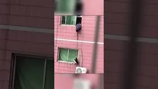 Невероятное спасение кота из окна высотного здания!