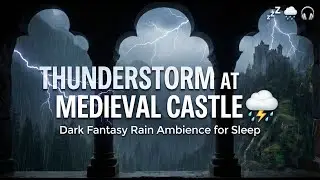4k Rainy Medieval Castle Window View || Castle Window Projector