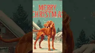 This rectangular metal sign depicts a hungarian vizsla dog in a retro style with vibrant colors a...