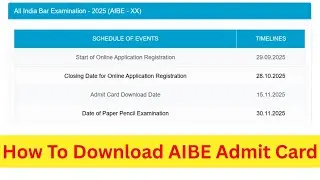 How to download AIBE - XX Admit Card 2025 | All India Bar Council Examination 2025 Update 