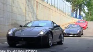 Loud Ferrari Tunnel Sounds - 458 vs 430 Scuderia vs 599 HGTE & More