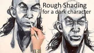 Shading a dark character with copics #drawingfaces #copicdrawing