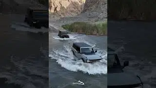 Ford Bronco and Jeep Rubicon crossing river #offroad #automobile #cars #bronco  #jeepwrangler